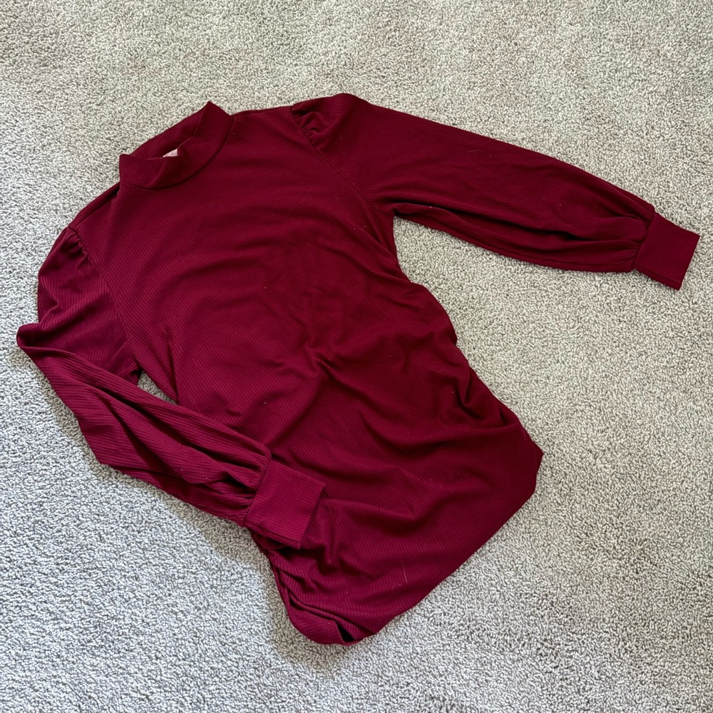 Hello Miz Maternity | Ruched Long Sleeve Turtle/Mock Neck Shirt
